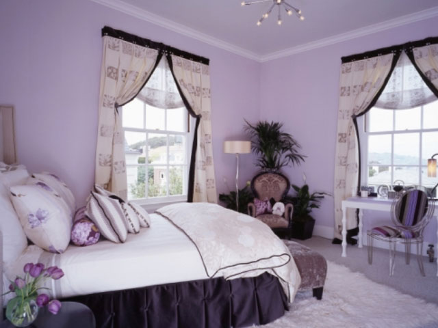 Фото Сиреневая спальня. Спальня в сиреневом цвете, картинка