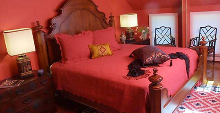Фото Красная спальня. Интерьер спальни в красном цвете, картинка