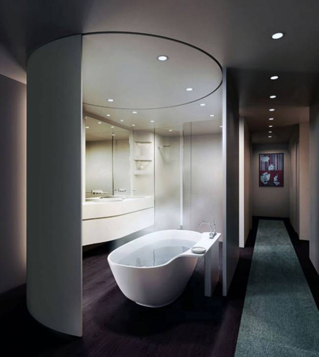 Фото Интерьер ванной комнаты за ширмой, картинка