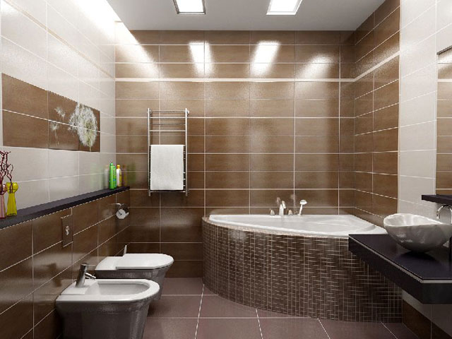 Серо-коричневая ванная комната