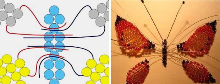 Создание бабочки из бисера в виде броши. Шаг 3